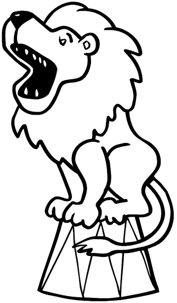 Lion on a stool vinyl sticker. Customize on line. Entertainment And Circus 033-0241